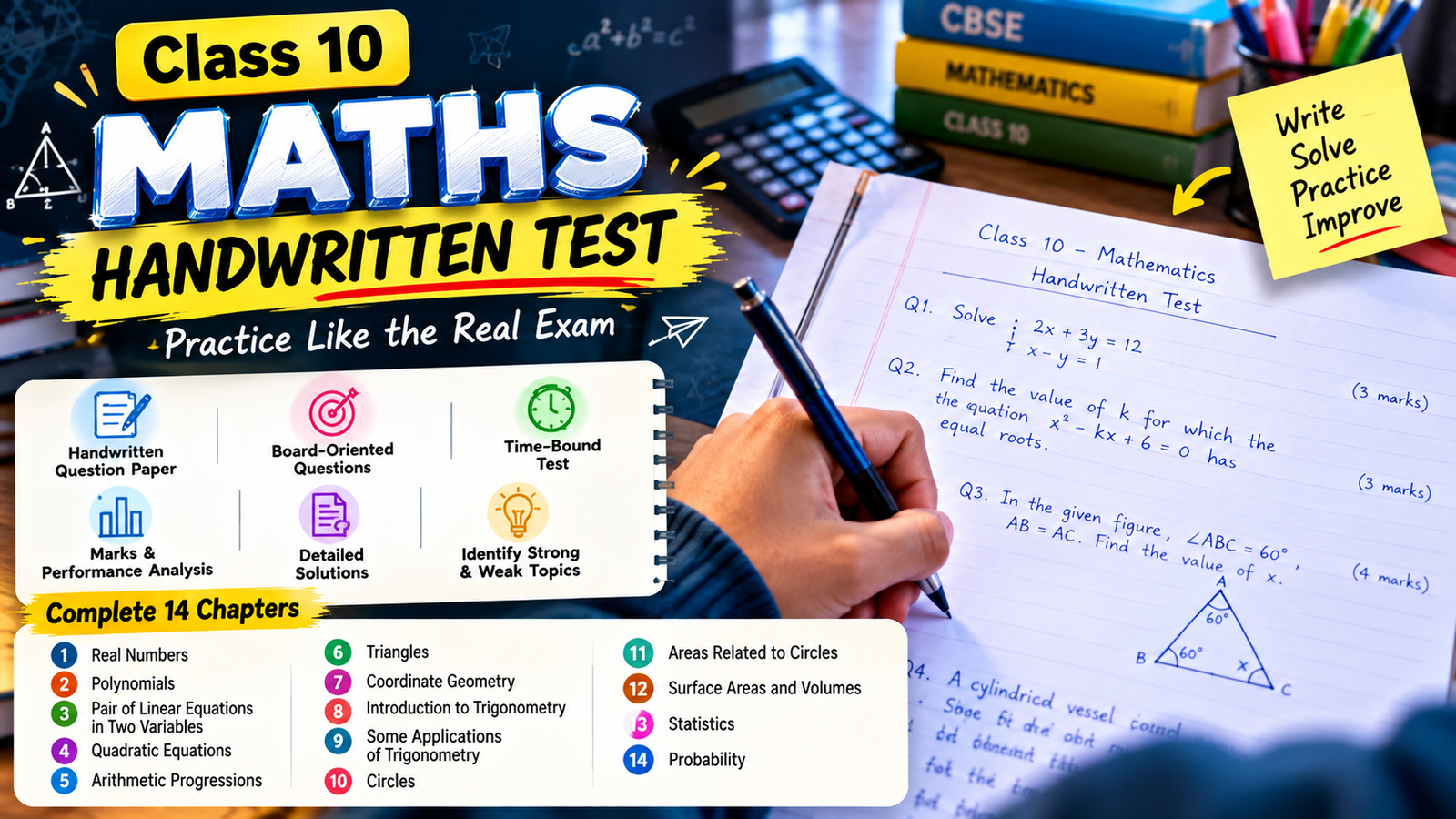 Class 10th Mathematics Handwritten Test For Final Exam Set-1 | CBSE Class 10