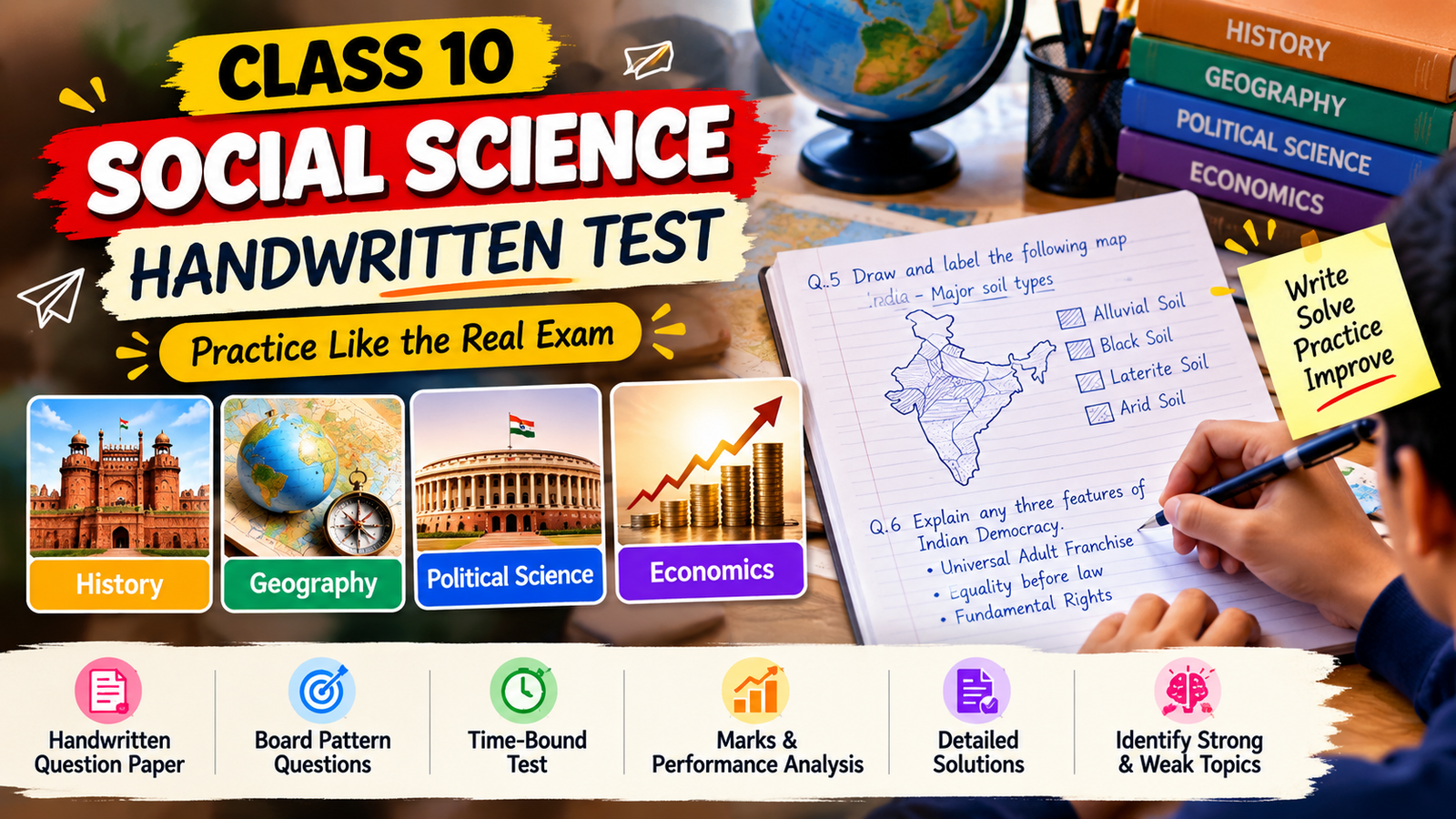 Class 10th Social Science Handwritten Test for Final Exam Set-1 | CBSE Class 10