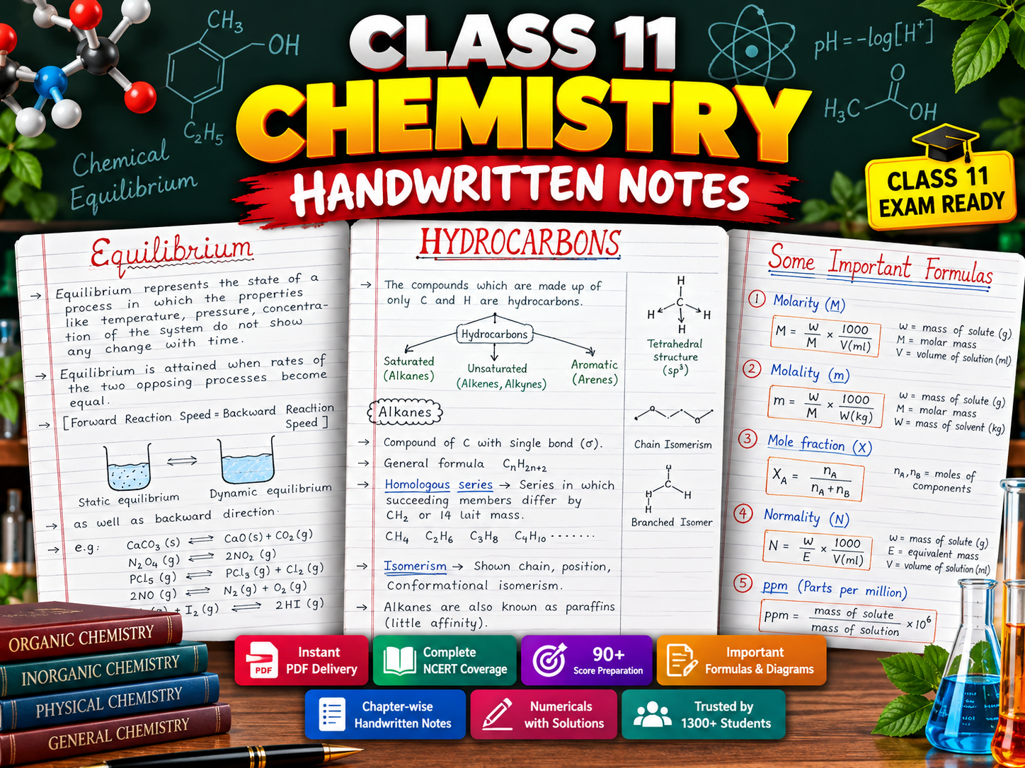 Class 11 Chemistry Handwritten Notes PDF | Complete NCERT chemistry Notes | CBSE Board Exam Preparation 2026–27