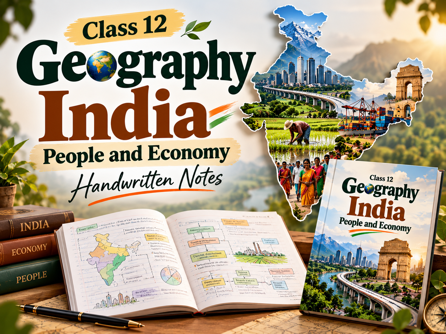 Class 12 Geography – India: People and Economy Handwritten Notes PDF