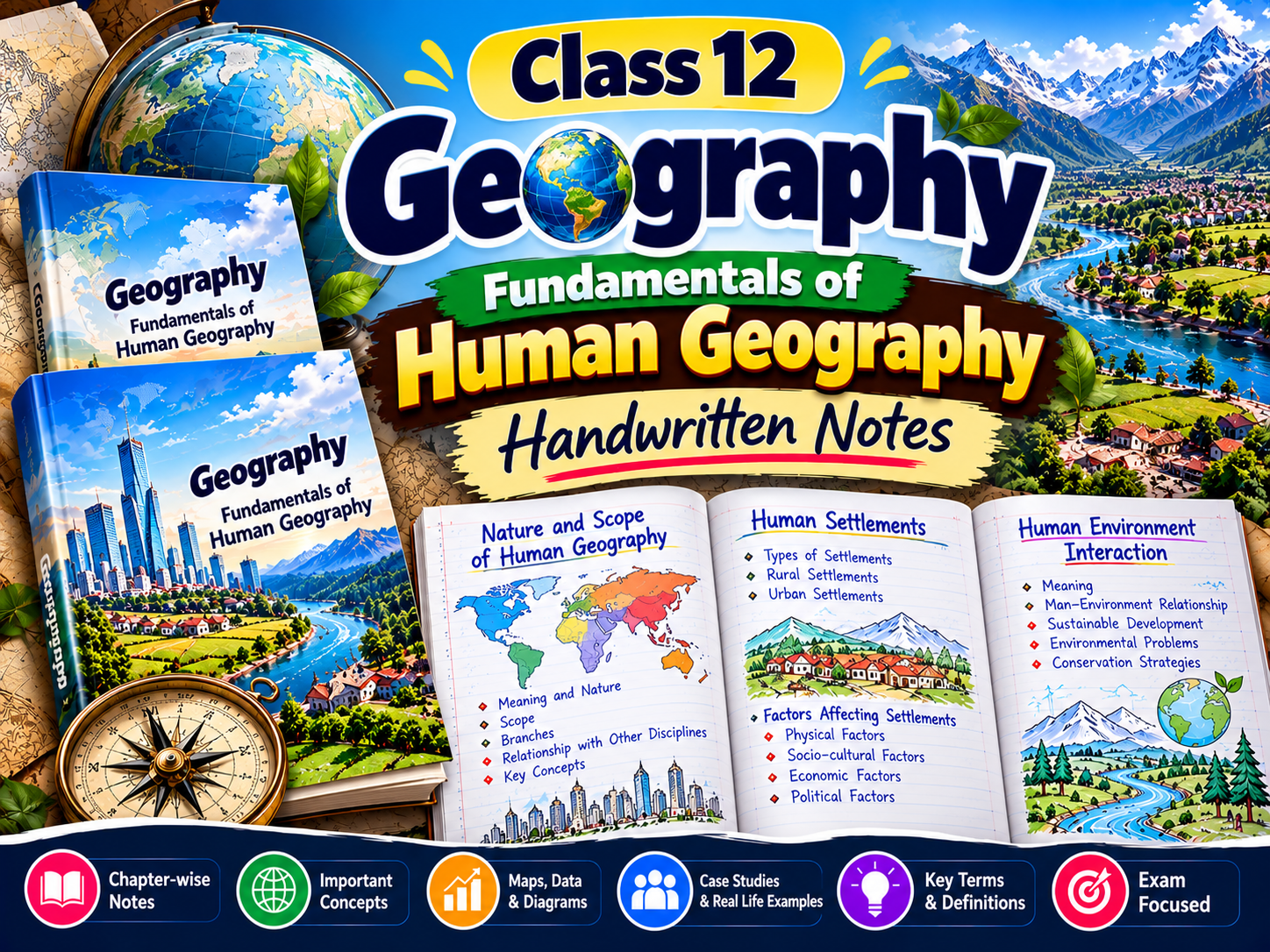 Class 12 Geography Fundamentals of Human Geography Handwritten Notes PDF