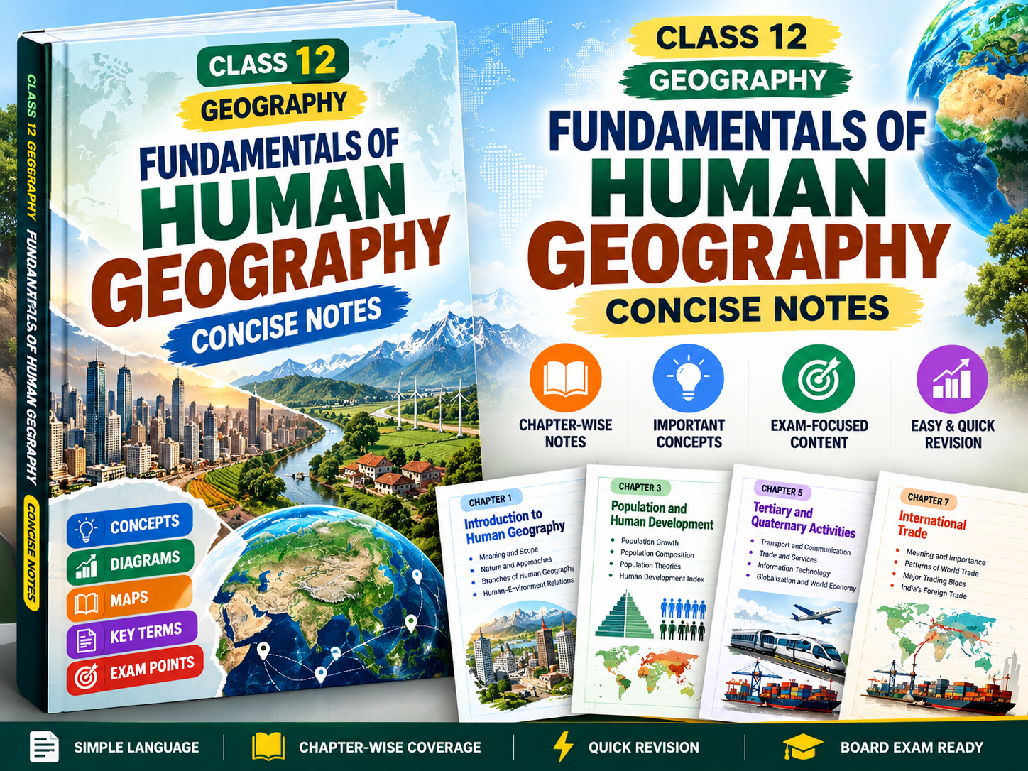 Class 12 Geography – Fundamentals of Human Geography Concise Notes | Chapter-Wise Quick Revision Notes