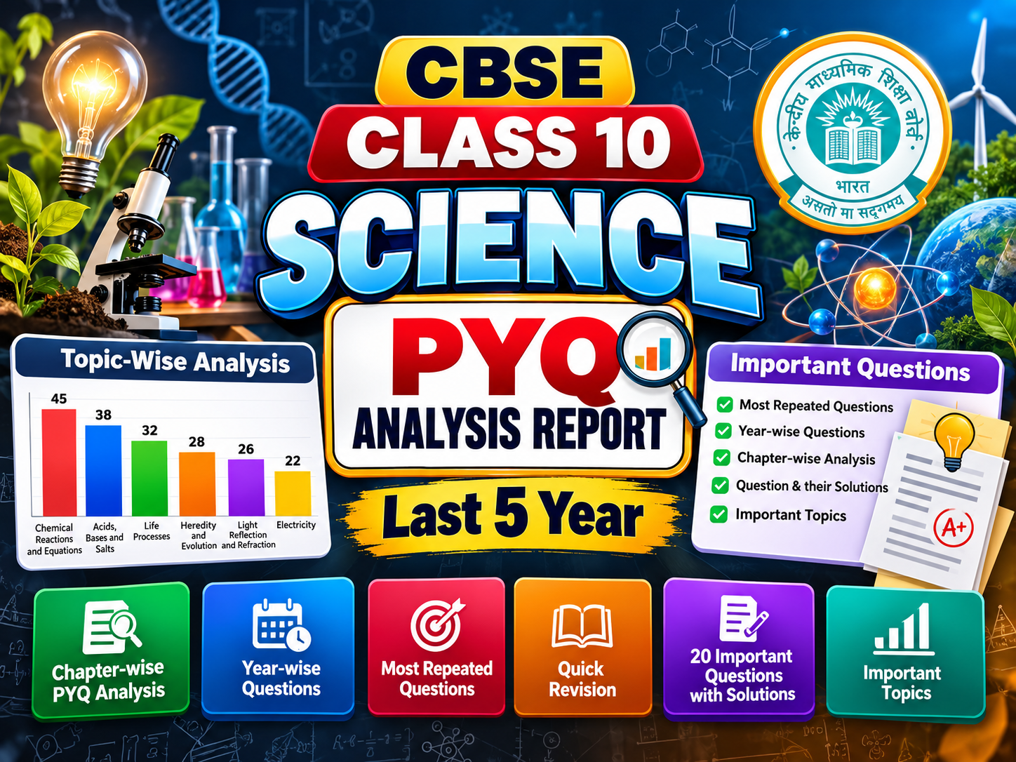 🔥CBSE Class 10 Science Previous 5 Year Questions Analysis | Chapter-Wise PYQs, Quick Revision, Repeated Questions & Solutions