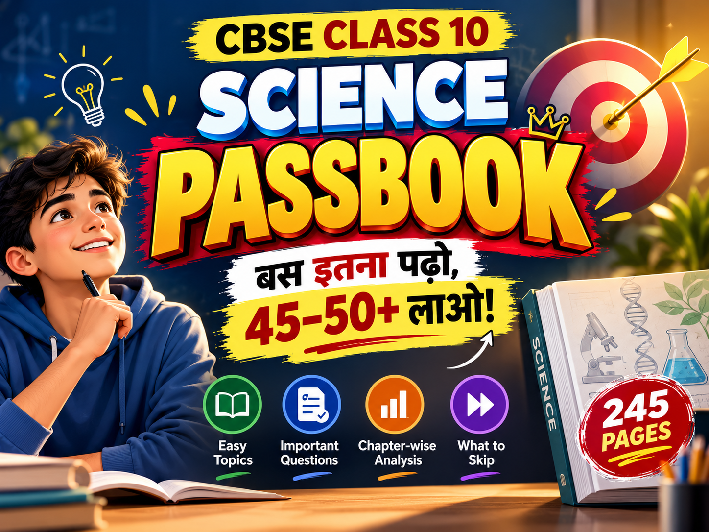 CBSE Class 10 Science Passbook — बस इतना पढ़ो, 45–50+ लाओ! | Must-Do Science Preparation Book