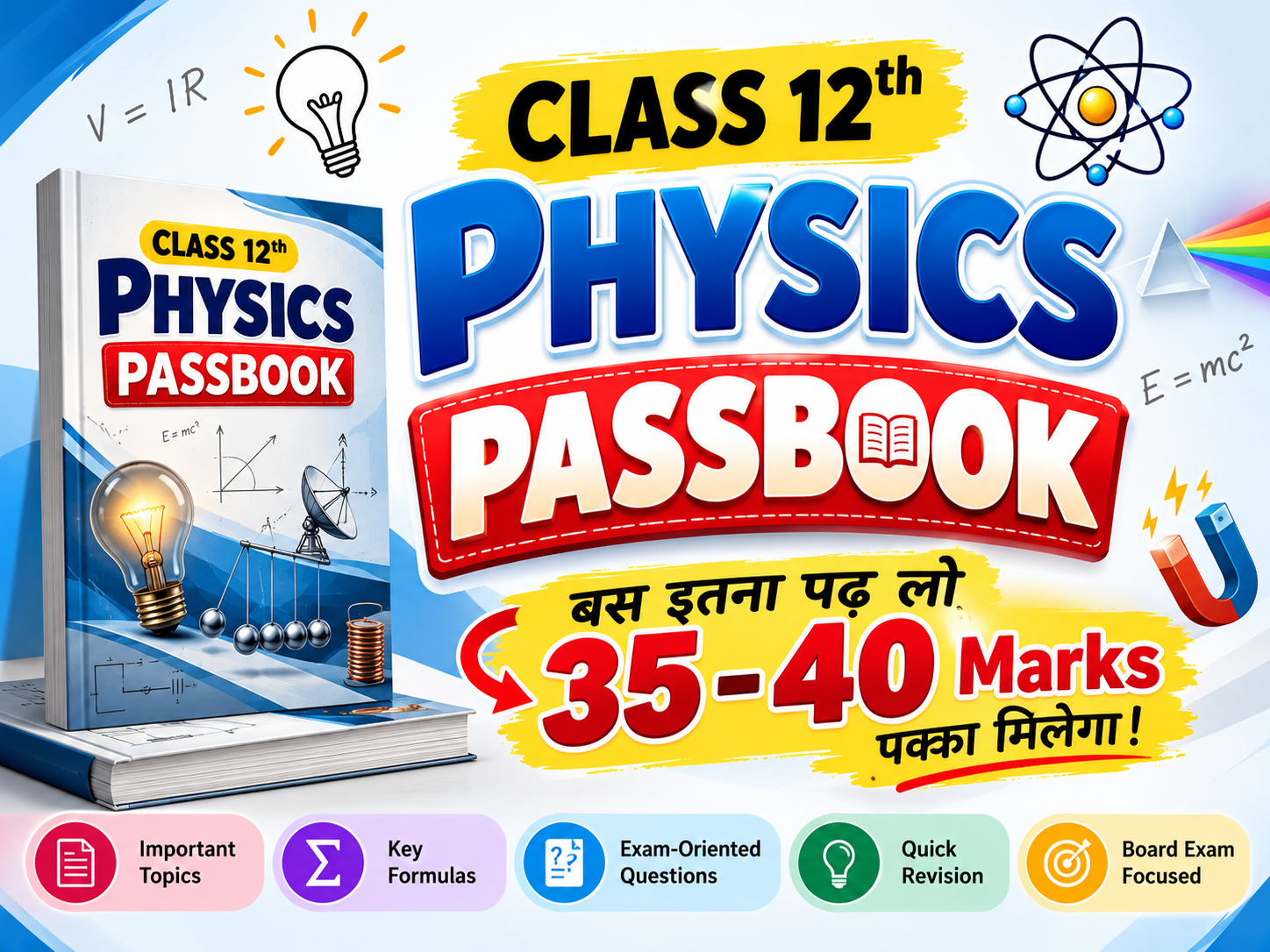 Class 12th Physics Passbook – बस इतना पढ़ लो, 35–40 Marks के लिए!