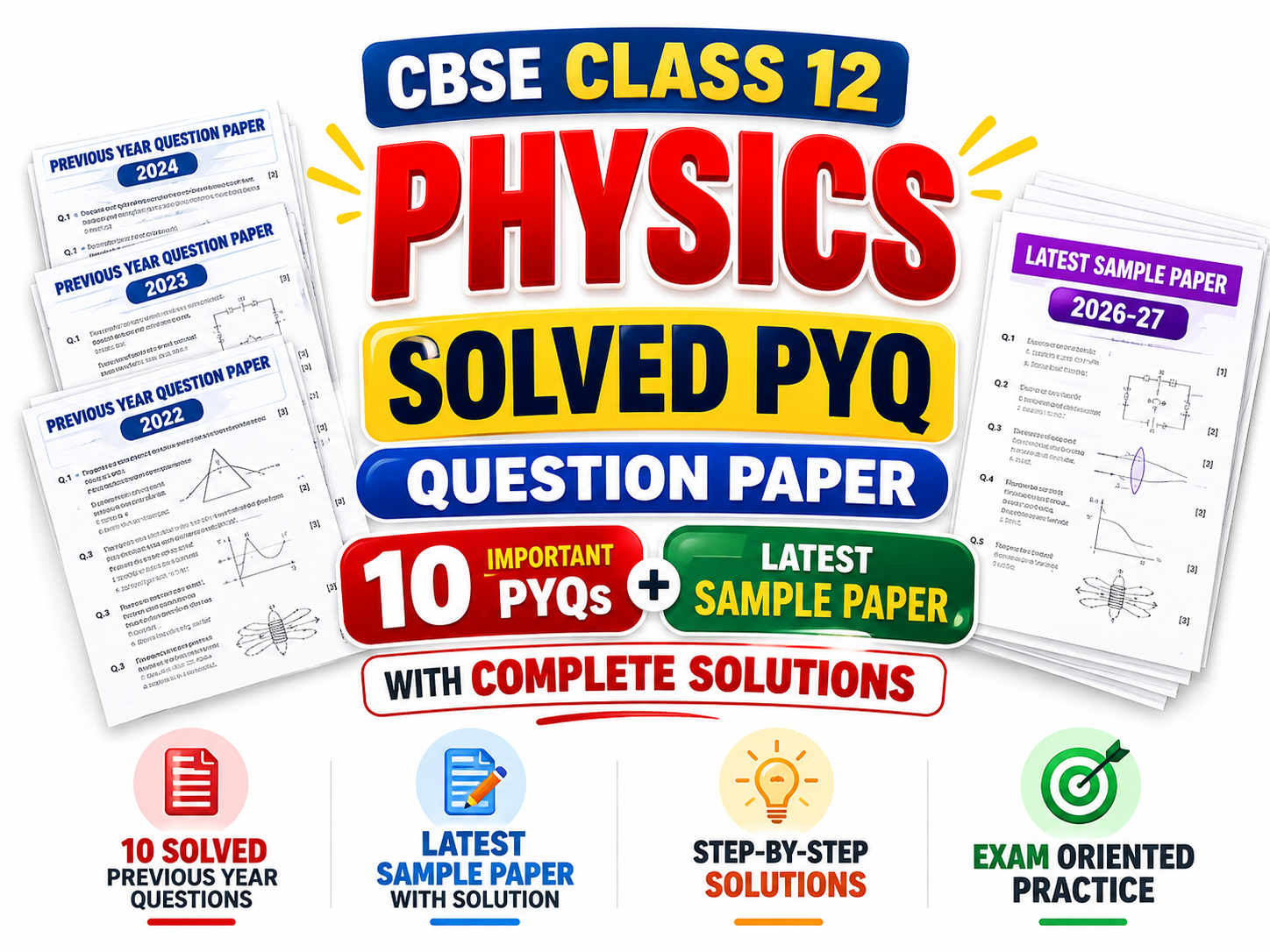 CBSE 🍂 Class 12 Physics Solved PYQ Question Paper | 10 Important Previous Year Questions + Latest Sample Paper with Solutions | CBSE Physics 2027