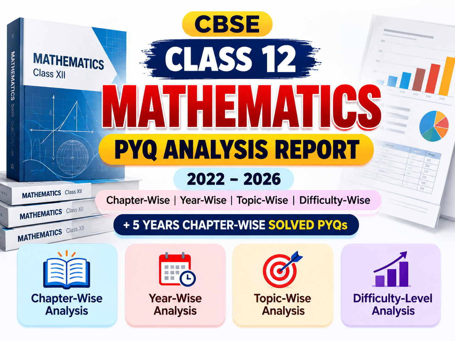 CBSE Class 12 Mathematics PYQ Analysis Report 2022–2026 | Chapter-Wise, Year-Wise & Topic-Wise Analysis + 5 Years Solved PYQs