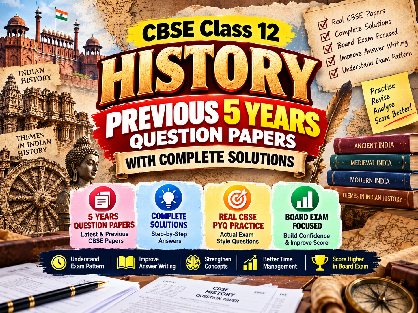 CBSE Class 12 History Previous 5 Years Question Papers with Solutions | Solved PYQs