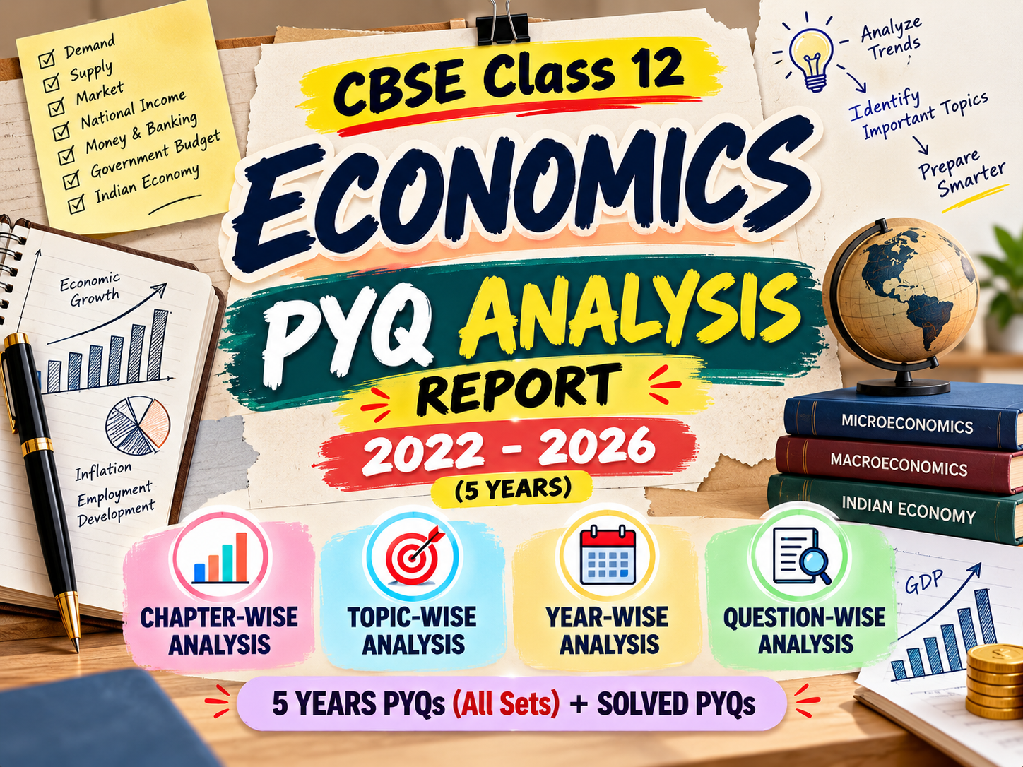 CBSE Class 12 Economics PYQ Analysis Report | 5 Years Chapter-wise, Topic-wise & Year-wise Analysis with Solved PYQs