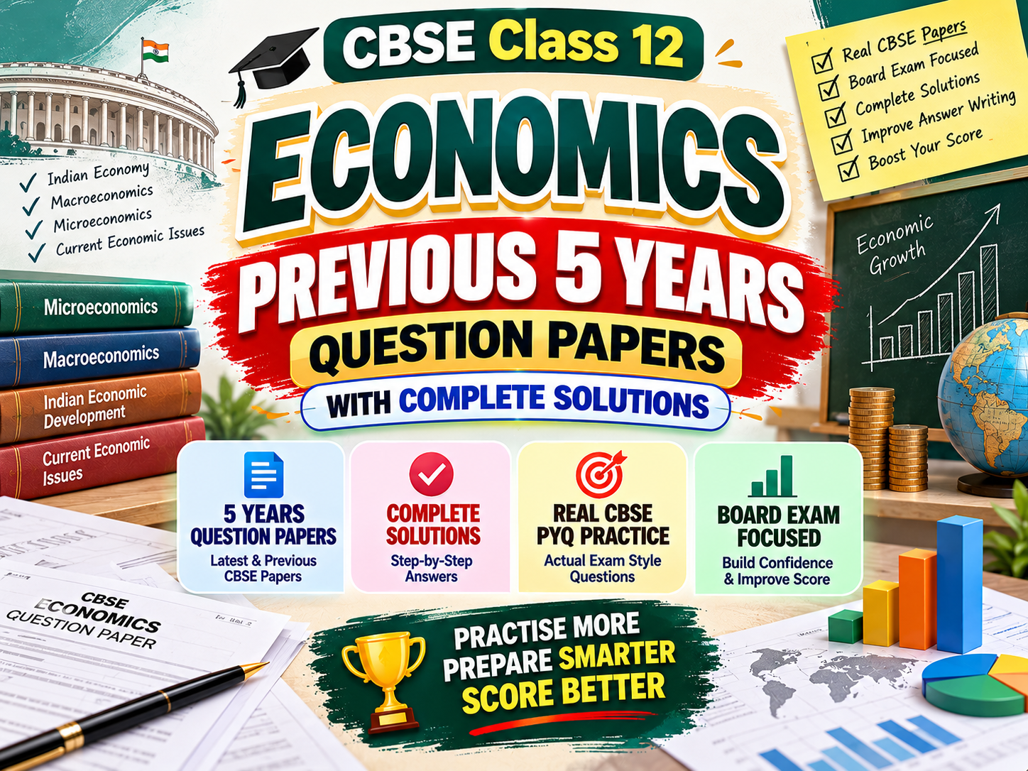 CBSE Class 12 Economics Previous 5 Years Question Papers with Solutions | Solved PYQs
