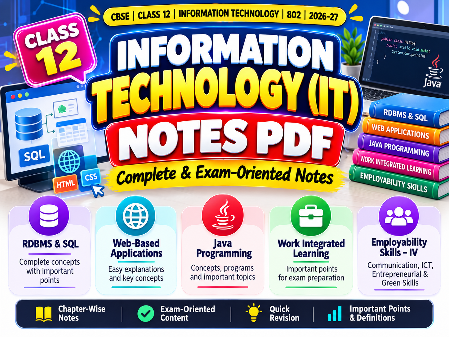 Class 12 Information Technology (IT) Notes PDF | Complete Chapter-Wise Notes