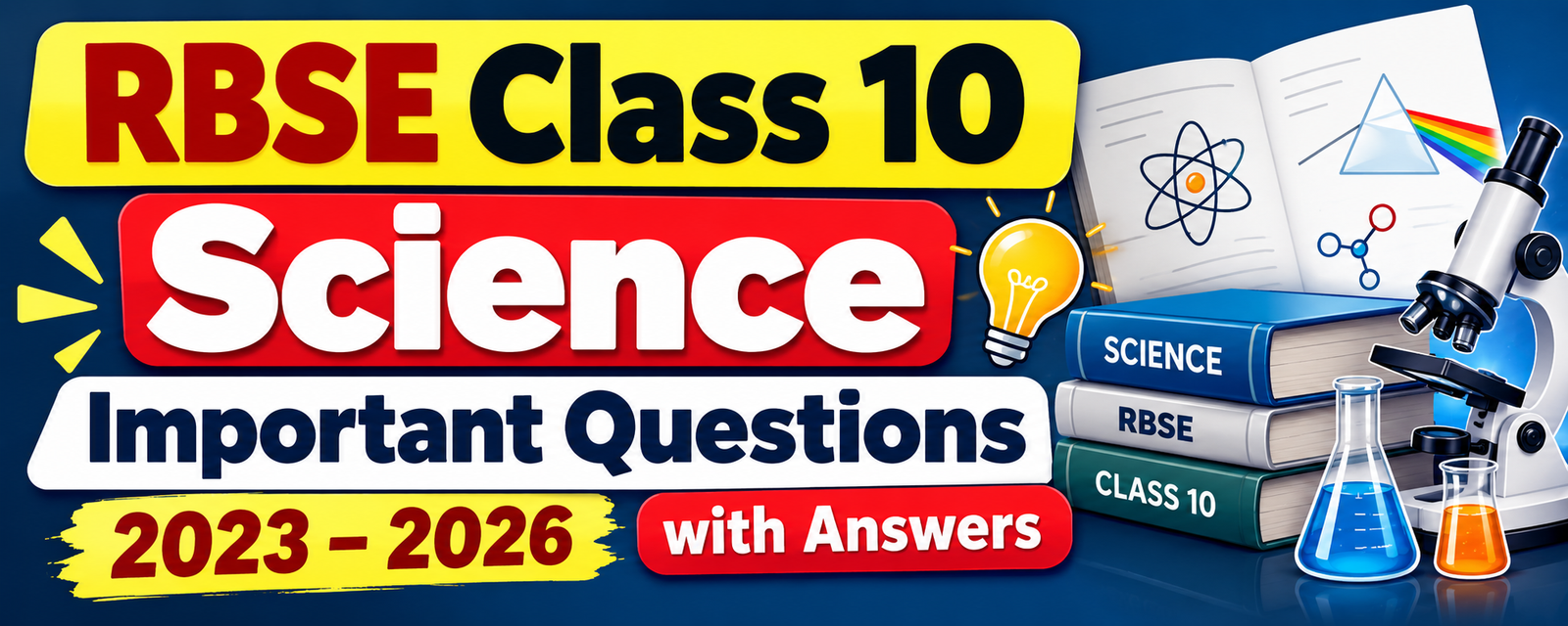 RBSE Class 10 Science Important Questions 2023–2026 with Answers | Rajasthan Board Science Important Questions