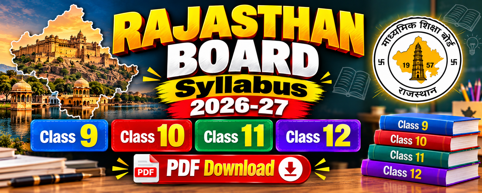 Rajasthan Board (RBSE) Syllabus 2026-27 PDF Download – Class 9, 10, 11, 12 | New Syllabus & Subjects